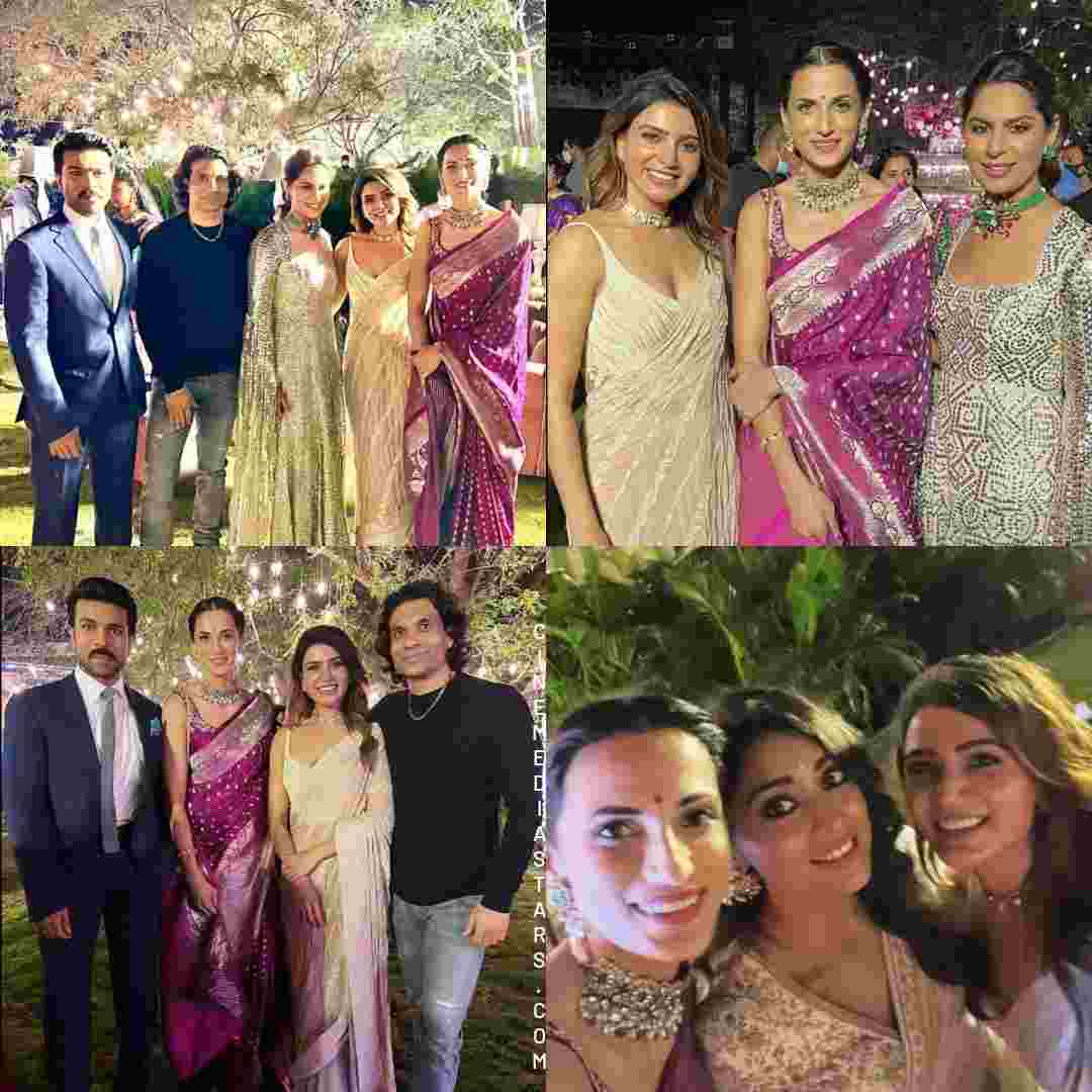 Samantha Shriya Saran Snapped at Upasana Konidela Sisters Wedding Reception