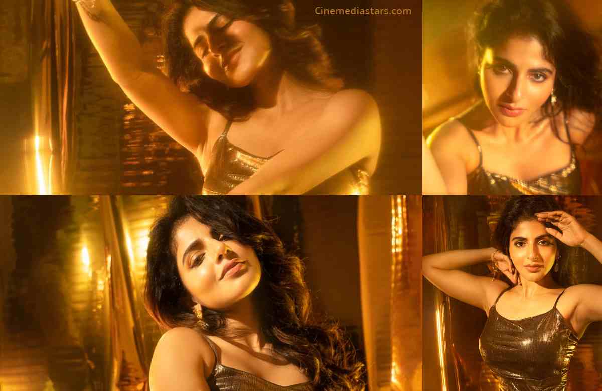 Actress Iswarya Menon Glittering in Golden Outfit