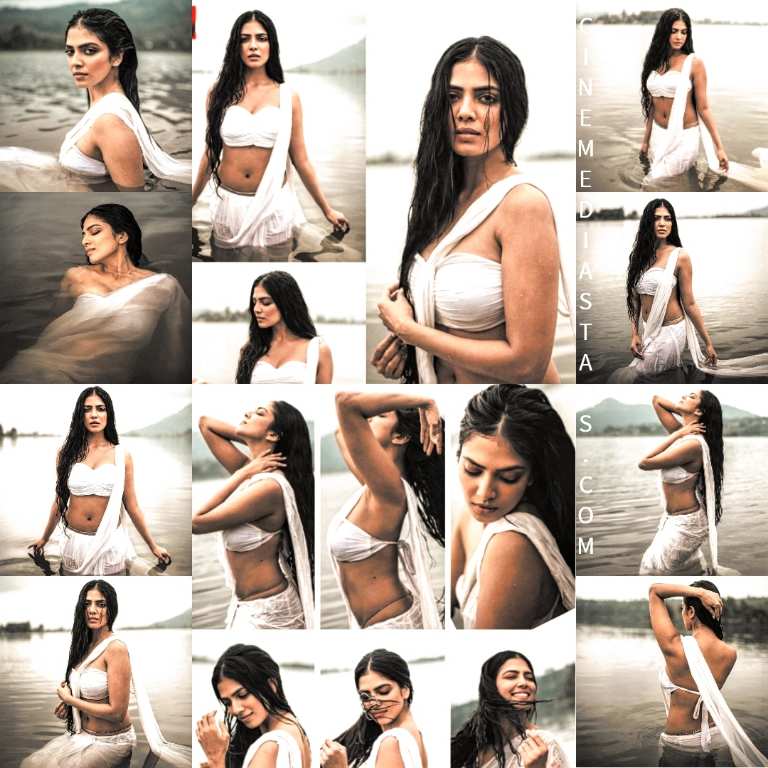 Actress Malavika Mohanan Sizzling like a Devakanya near a river