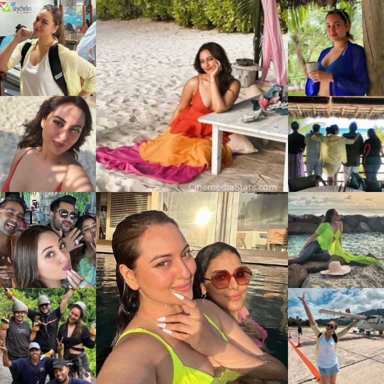Bollywood actress Sonakshi Sinha competing her vacation goals with friends