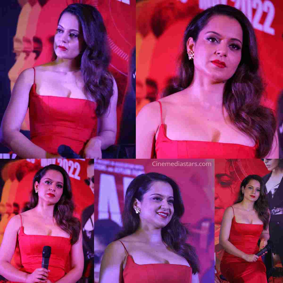 Bollywood Actress Kangana Ranaut Sizzling Red Hot in Sleeveless Gorgeous Outfit
