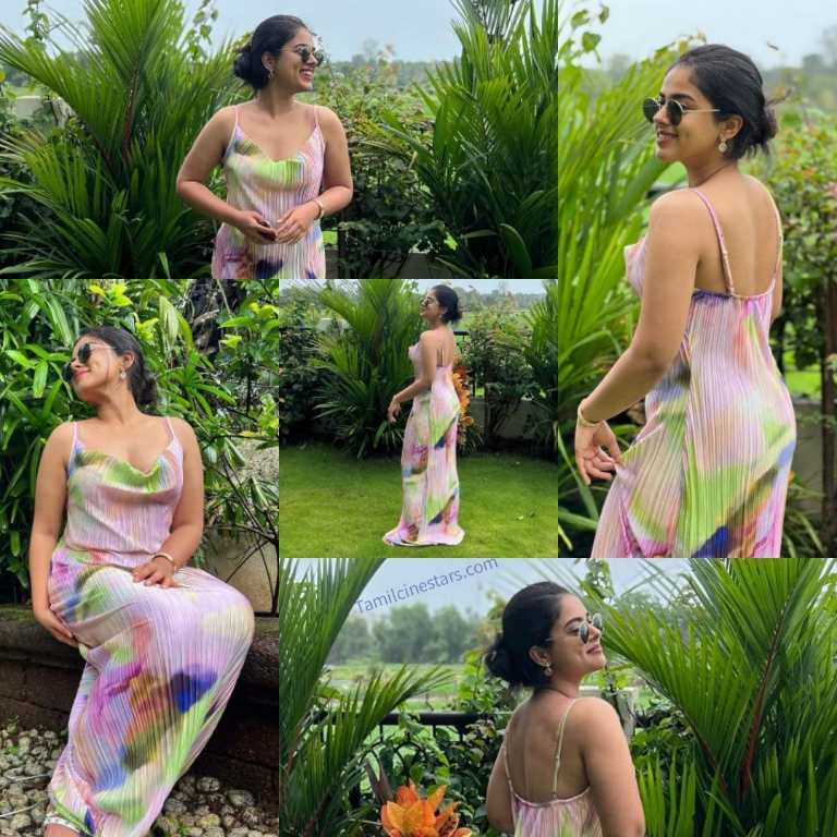 Dimple beauty Actress Siddhi Idnani sizzling hot in floral midi slip outfit