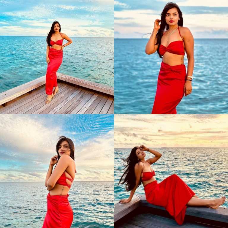 Sizzling teen actress Ashna Zaveri Scorching Red Hot Stills in Sea