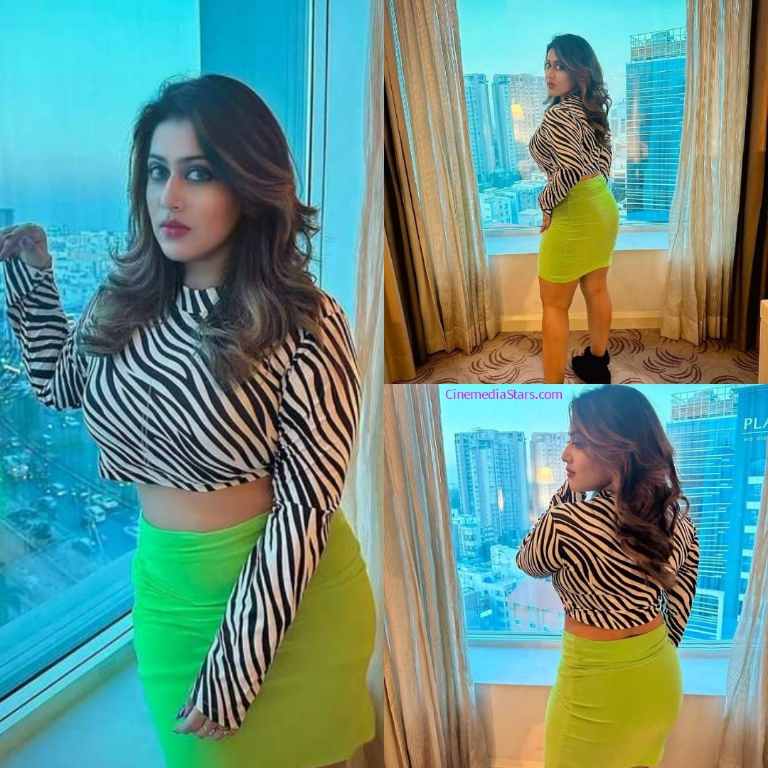 Diana Champika Scorching Hot in Black Neon green Outfit