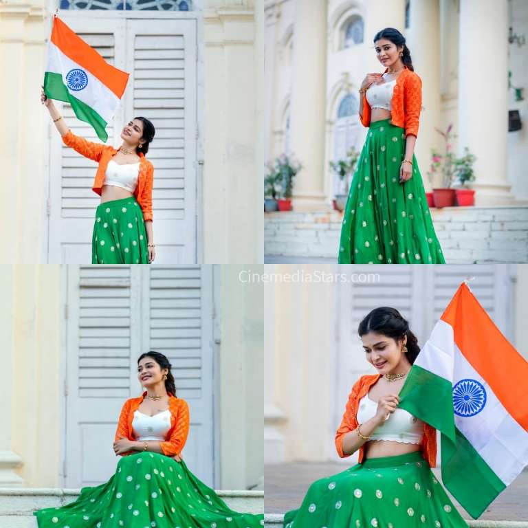 Actress Dharsha gupta embracing patriotic style in latest photoshoot