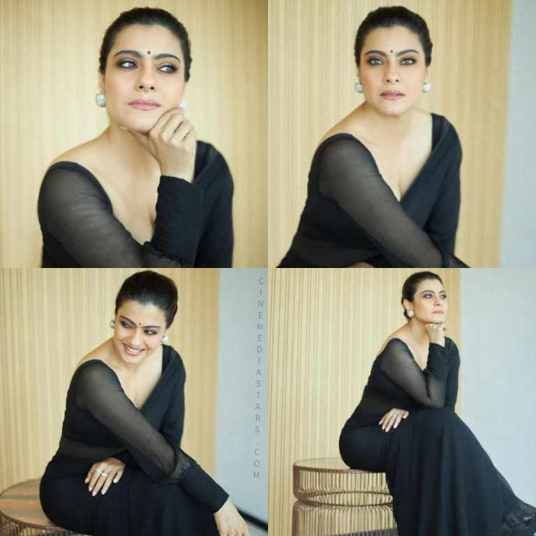 Bollywood evergreen ageless beauty Kajol Devgan is scorching in black saree