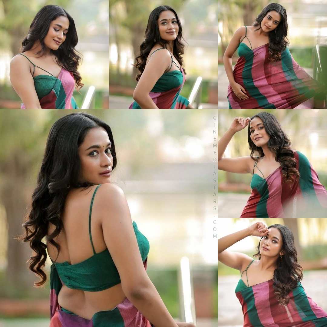 Serial cum Kollywood Actress Kaavya Arivumani Sizzling Hot in Sleeveless Saree Stills