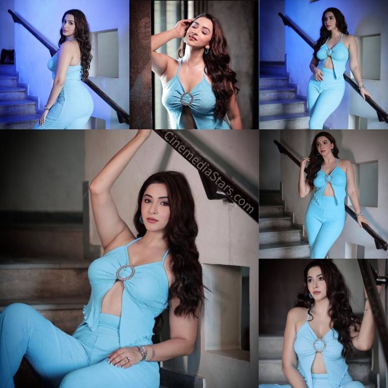 Actress Esshanya maheswari seductive in twist front cut out culotte jumpsuit outift