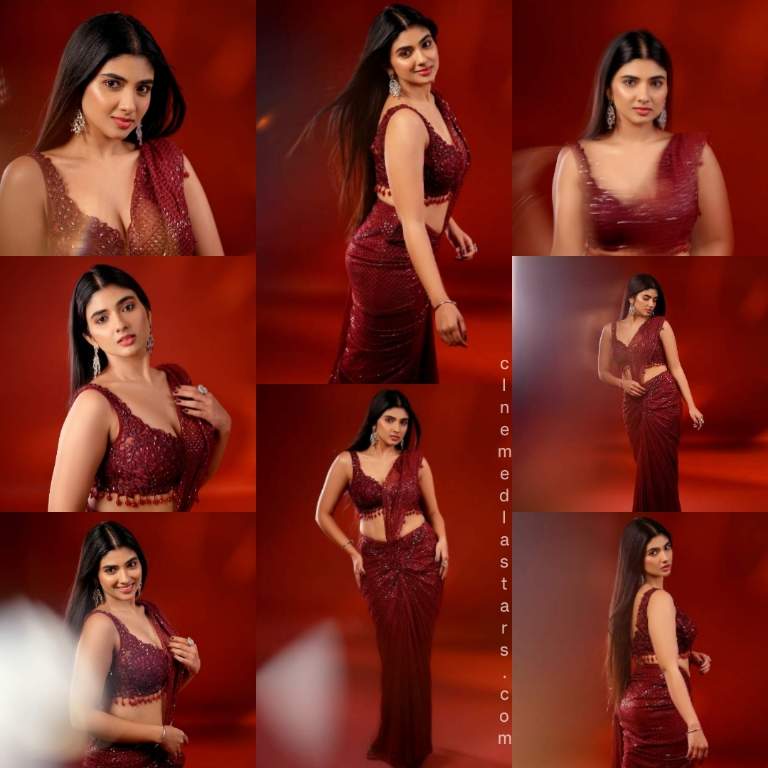 Actress Pragya Nagra Gorgeous in Red Hot Sleeveless Saree
