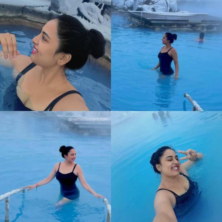 Dimple beauty Actress Srushti dange Gorgeous in Swim Outfit on her Vacay